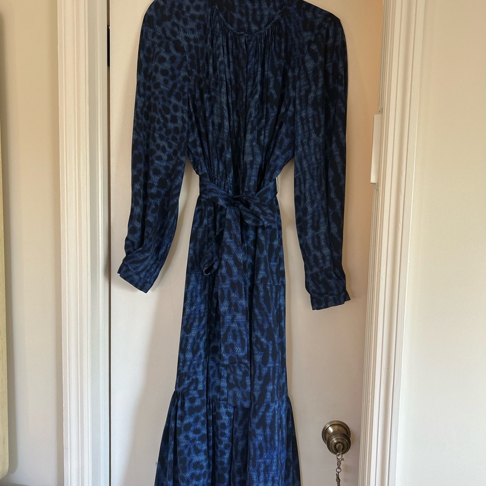Kobi Halperin Blue Patterned Long Sleeve Dress